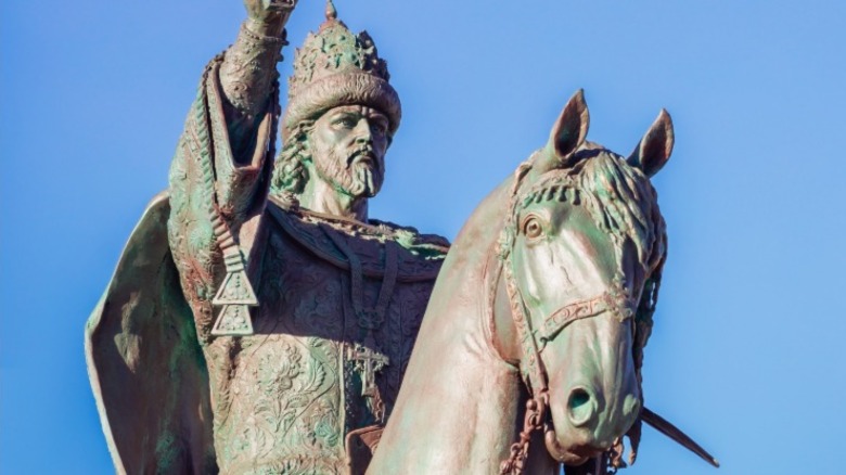 Statue of Ivan the Terrible with blue sky