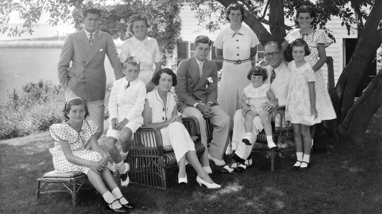 Portrait of the Kennedy family in a garden