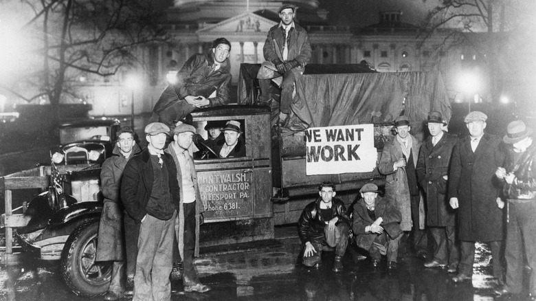 American day workers near truck