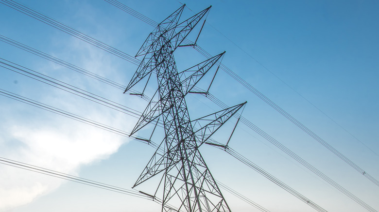 electric cables on high tower
