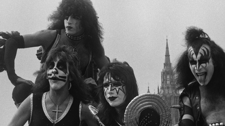 KISS posing in London, 1976