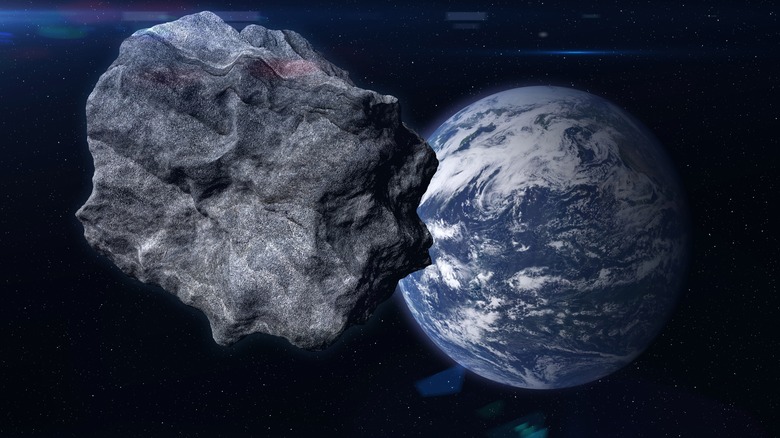 Asteroid and planet Earth