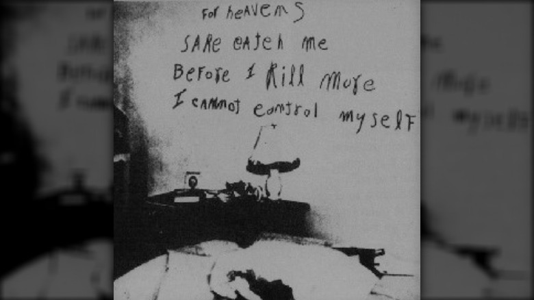 Murder scene writing on the wall