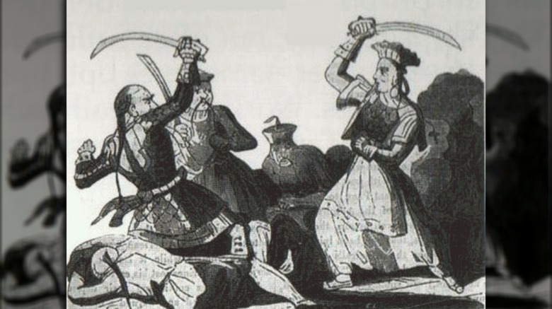 Cheng I Sao fighting with sword