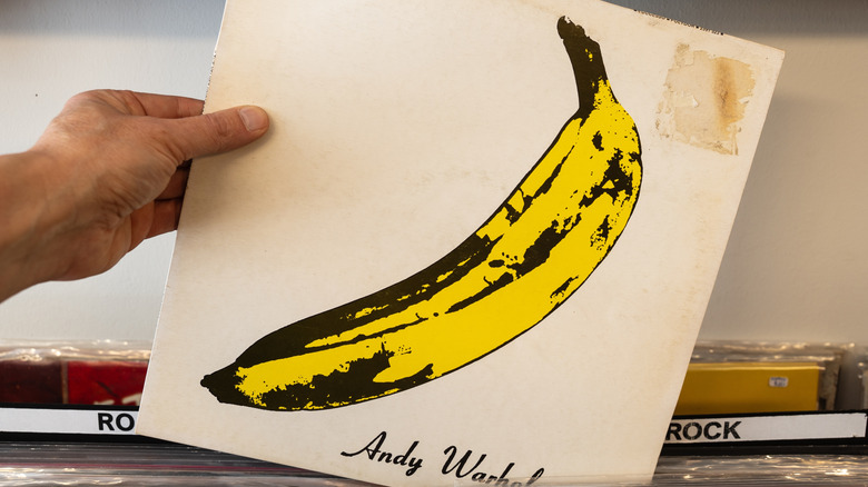Hand holding up album cover of "The Velvet Underground & Nico"