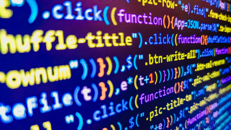 A computer screen with colorful programming code