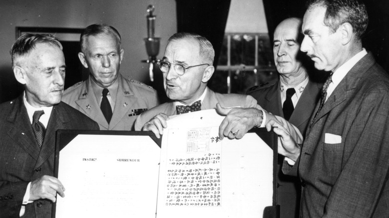 Truman holding official Japanese surrender