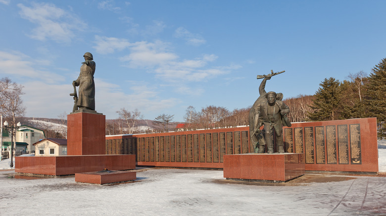 memorial for soviet soldier fallen in invasion of south sakhalin