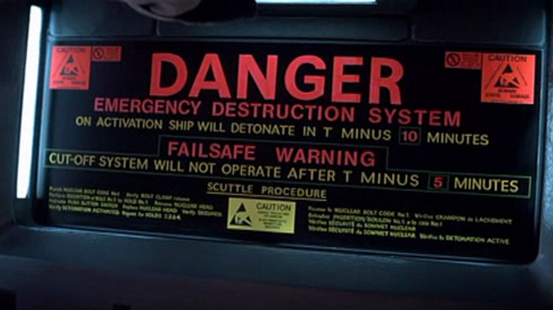Screenshot of self-destruction screen on Nostromo from Alien film