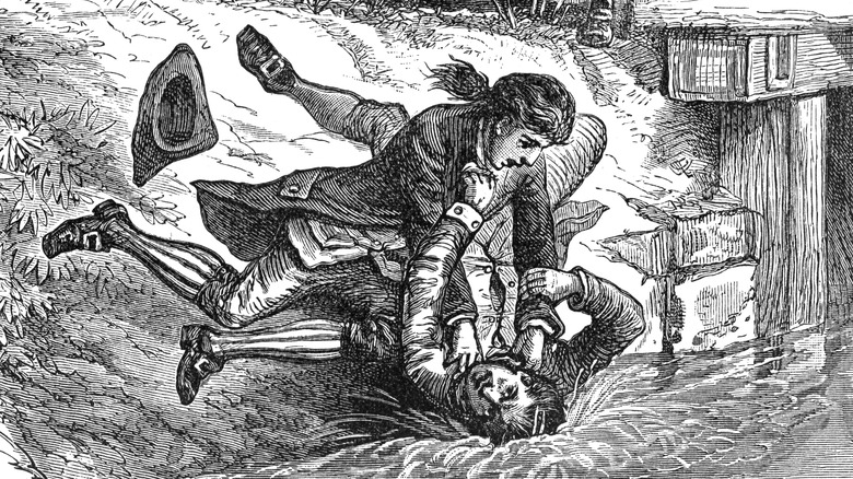 Two men tussle in Shay's Rebellion