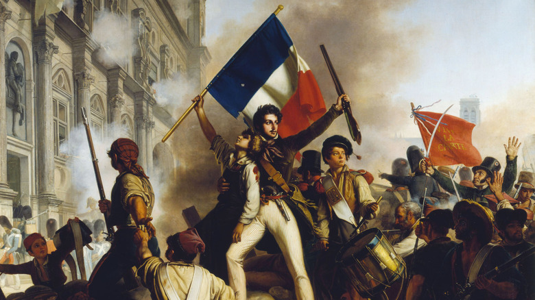 Fighters advance during the French Revolution