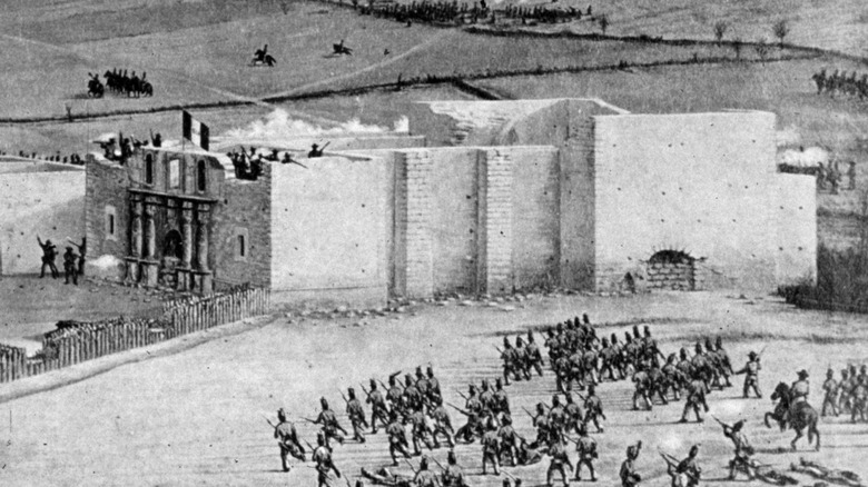 Mexican army camps outside the Alamo