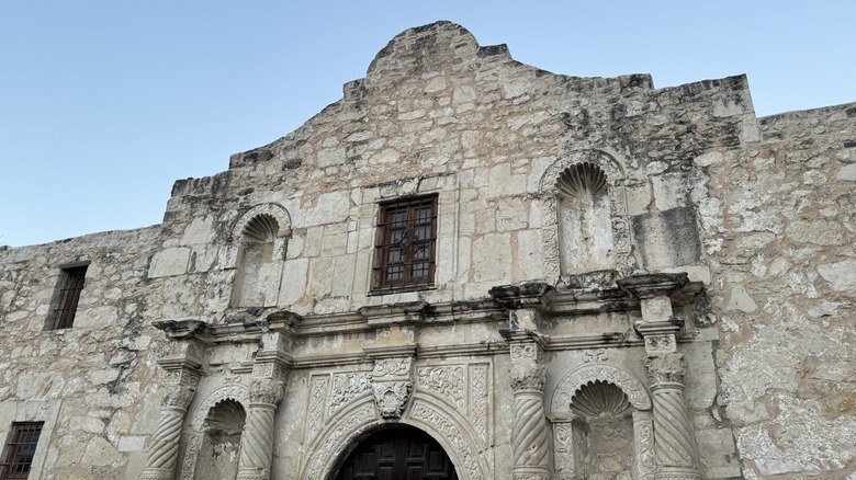 facade of the Alamo from a low angle
