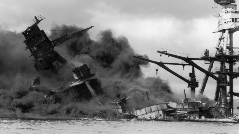 U.S.S. Arizona sinking during attack