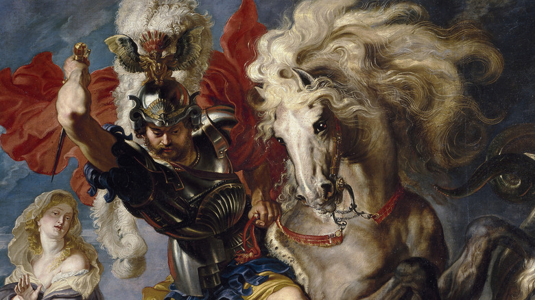 Saint George defends woman