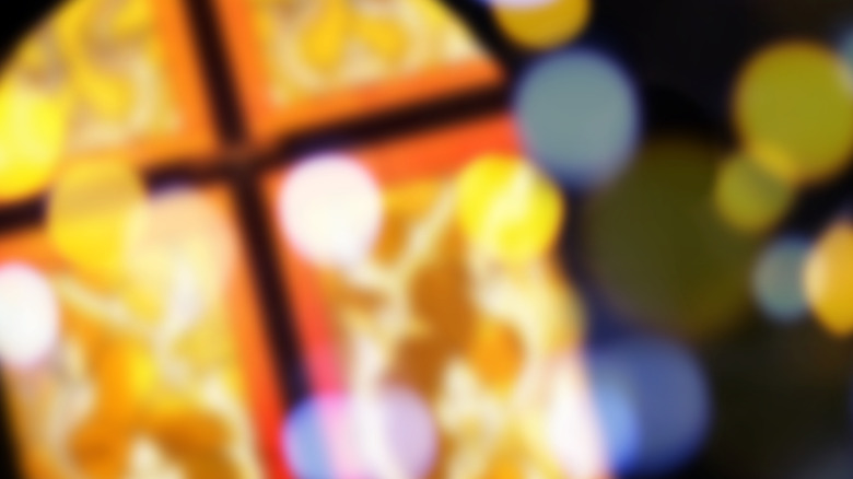 stained glass out of focus with bokeh