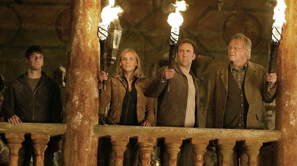 Justin Bartha as Riley, Diane Kruger as Abigail, Nicolas Cage as Ben and Jon Voight as Patrick in National Treasure