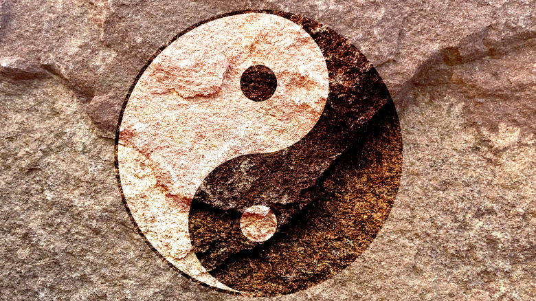 yin yang symbol on stone