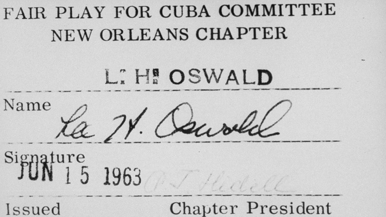 Lee harvey Oswald's membership card for pro-Cuba society