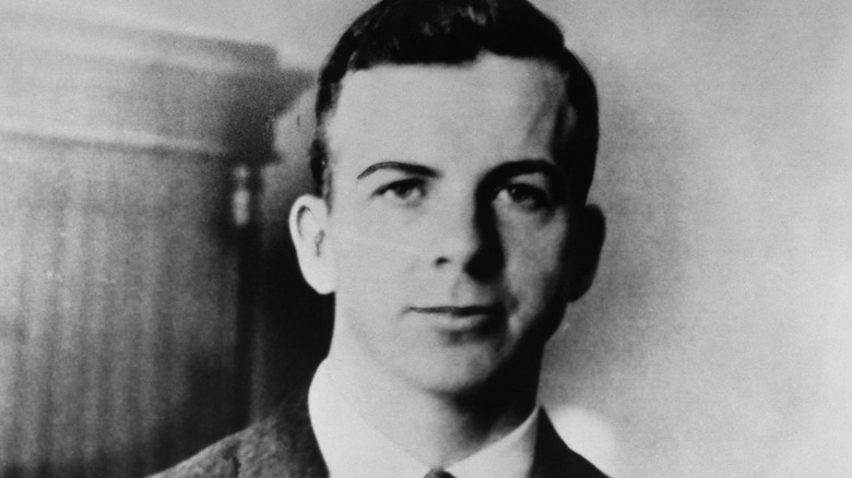Black and white photo of head and shoulders Lee Harvey Oswald