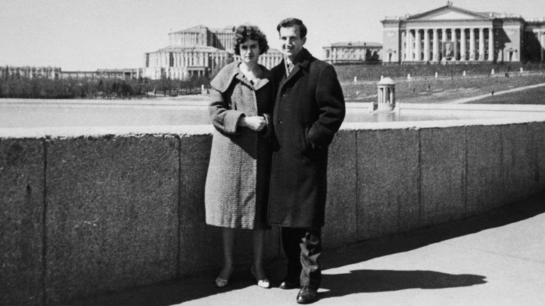 Lee Harvey Oswald and wife Marina in a park in the Soviet Union