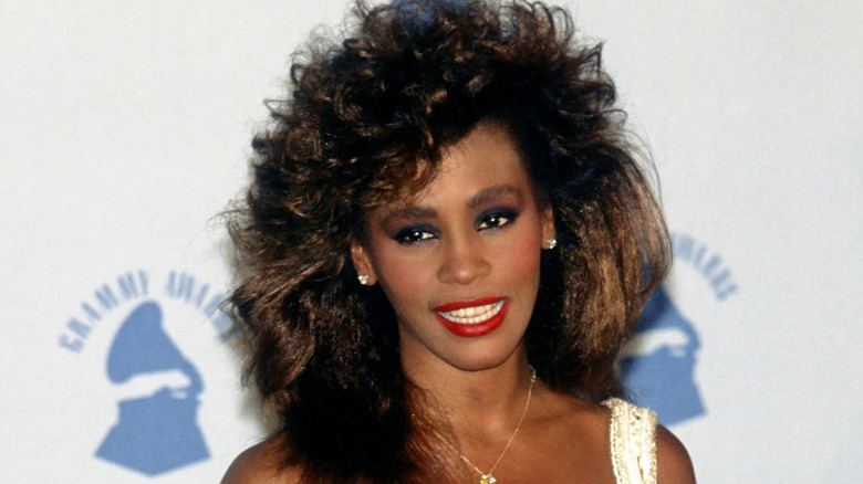 Whitney Houston with big hair in 1980s