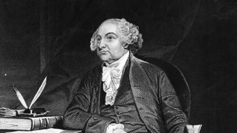 Black and white illustration of John Adams