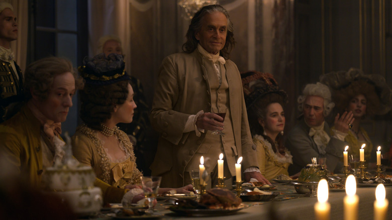 Douglass making a toast as Franklin