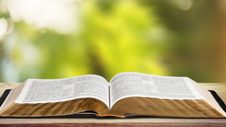 Bible open on table 