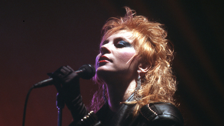 Terri Nunn of Berlin singing onstage in the '80s
