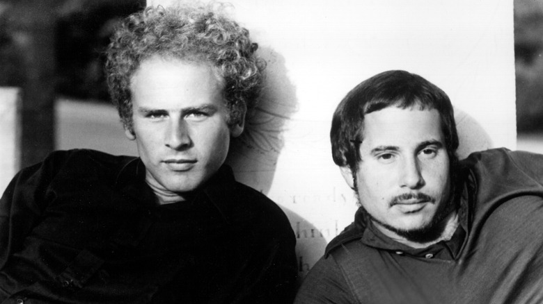 Art Garfunkel and Paul Simon posing for publicity photo 1970