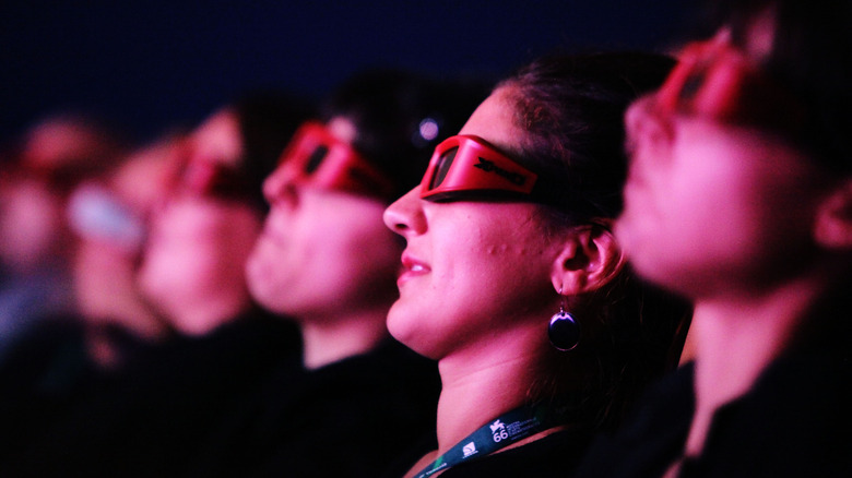 movie goers with 3D glasses