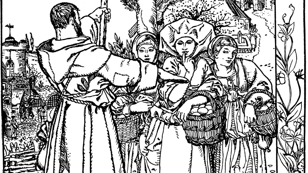 Medieval friar and ladies