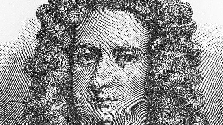 Isaac Newton face close-up portrait