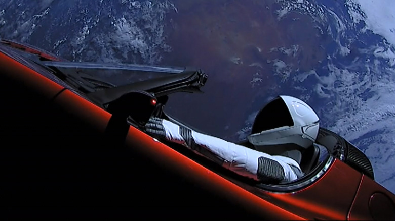 Tesla automobile heading toward Mars