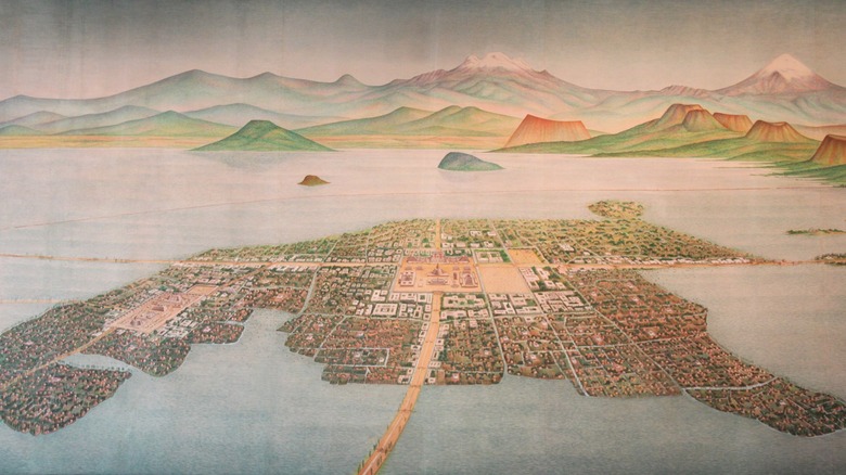 Depiction of Aztec capital of Tenochtitlan