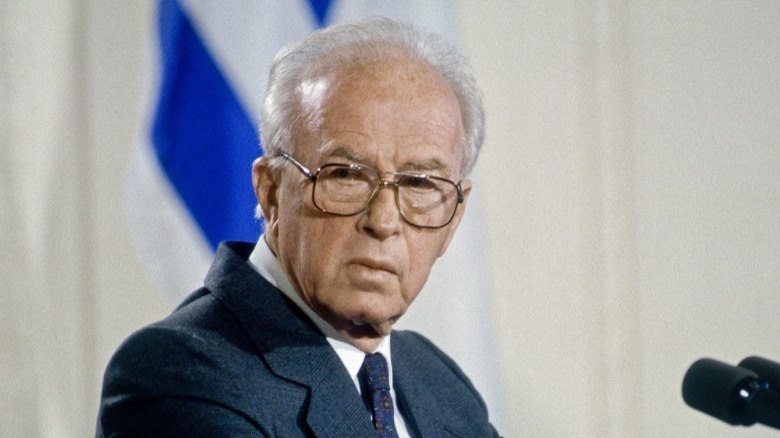 Yitzhak Rabin answers questions
