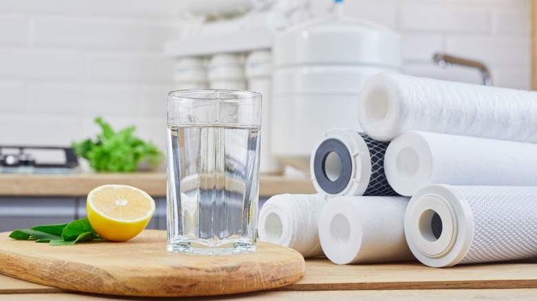 Water glass and used filters
