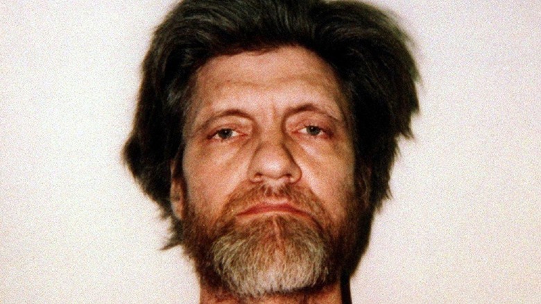 Ted Kaczynski posing for mugshot