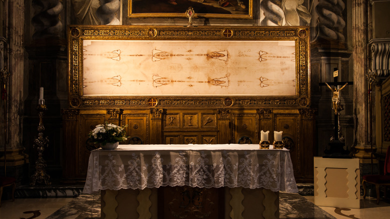 Copy of the Shroud of Turin on display