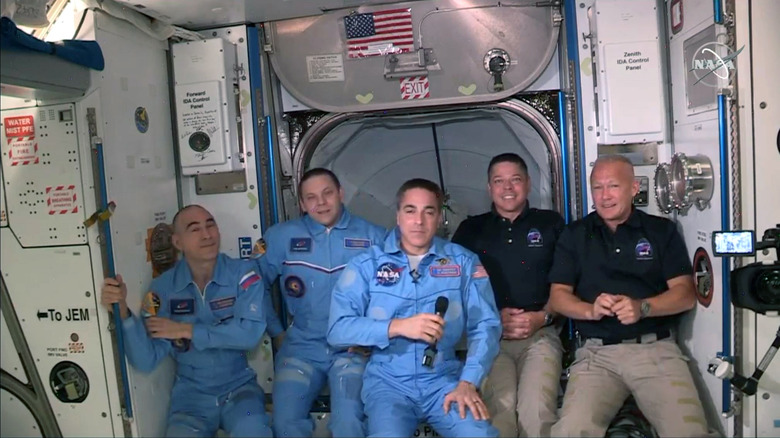 A group of astronauts on the ISS