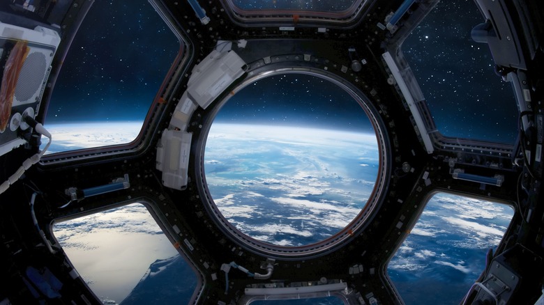View from inside the ISS looking out