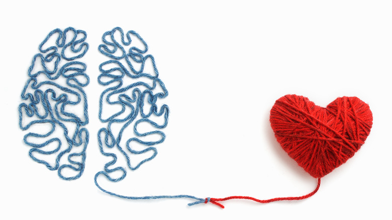 Connected yarn heart and brain