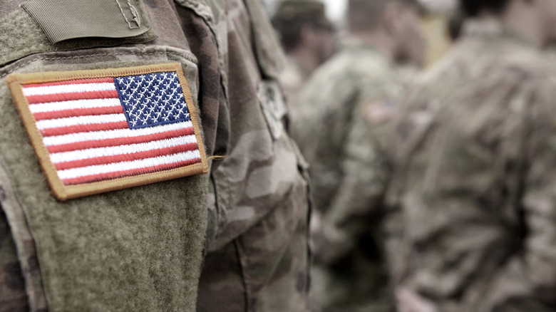 Military personnel lined up 