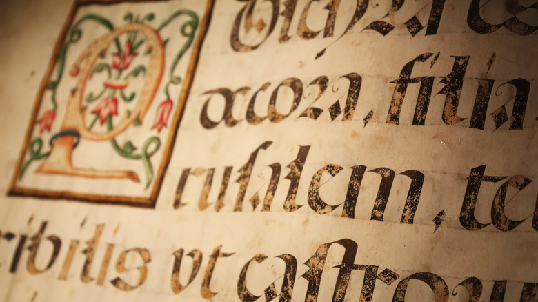 Manuscript showing blackletter type