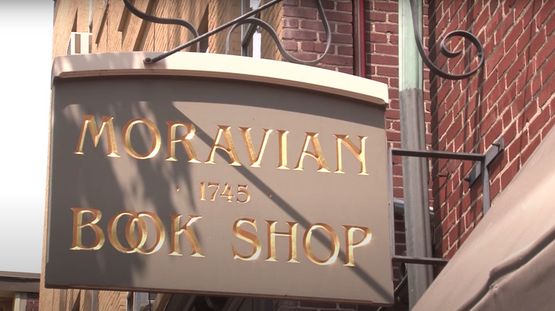 Moravian Book Shop sign