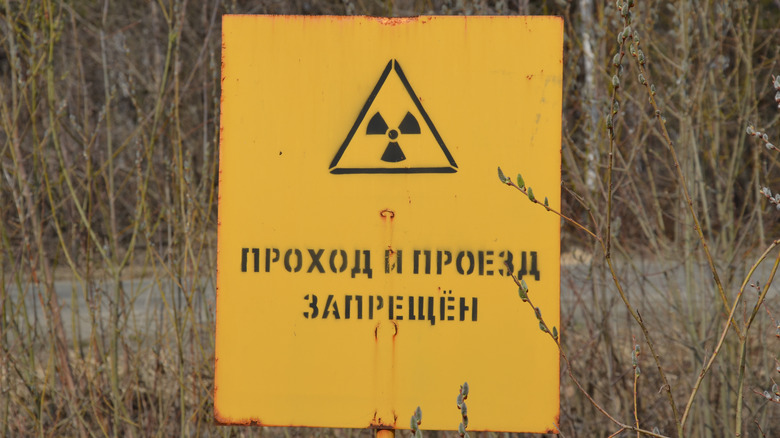 Sign near Mayak plant 