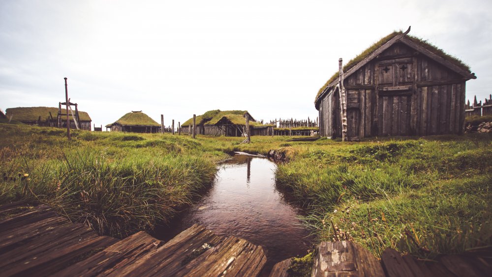 An unused movie set for a viking village in Iceland.