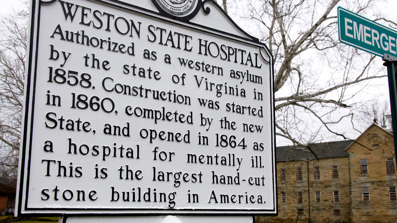 Historical marker for Weston State Hospital