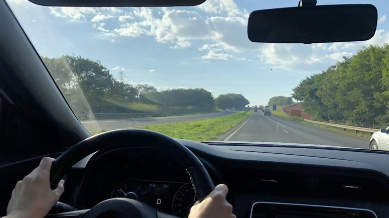 A view through a windshield with frits